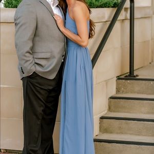 Blue Floorlength one-shoulder dress